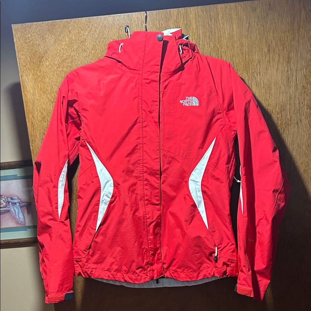The North Face Women's Red and White Ski Jacket